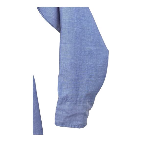 VINTAGE 70s Hall-Prest Large Button Dagger Collar Denim Color DRESS SHIRT Rare - Picture 9 of 14